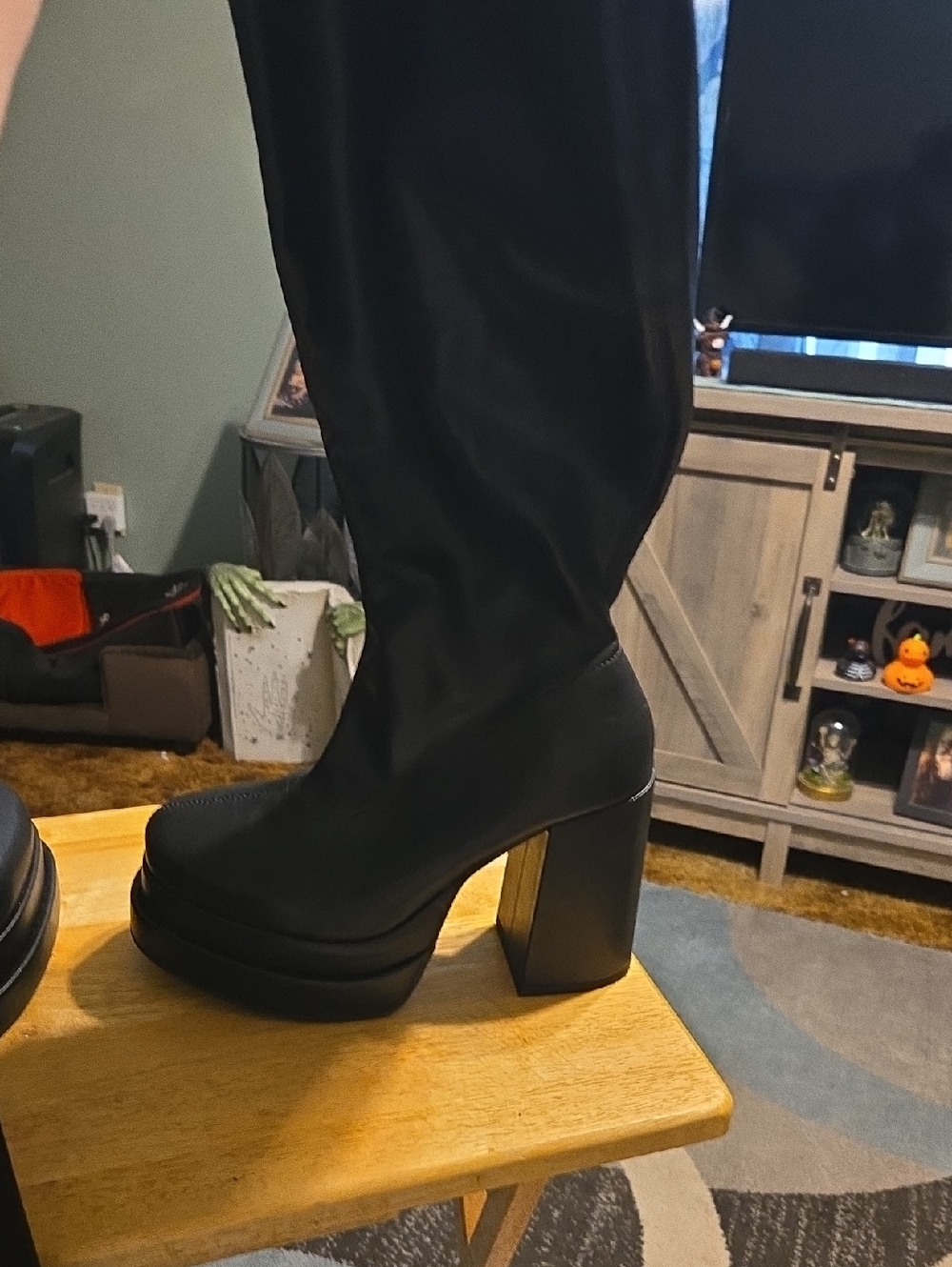 torrid Black Platform Block Heel Knee-High Boots